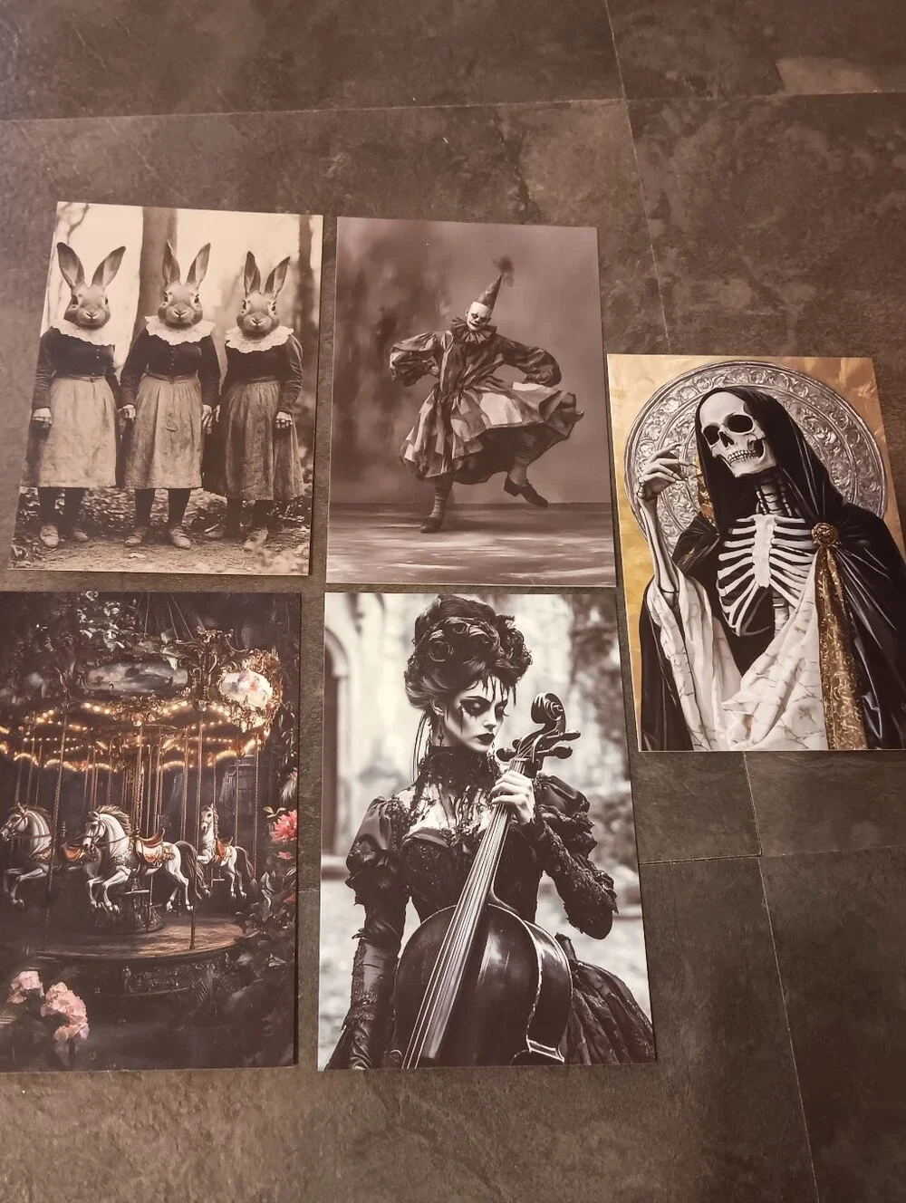 Dark Gothic Postcard Set Of 5, Academia Art Print Correspondence Notes 4x6